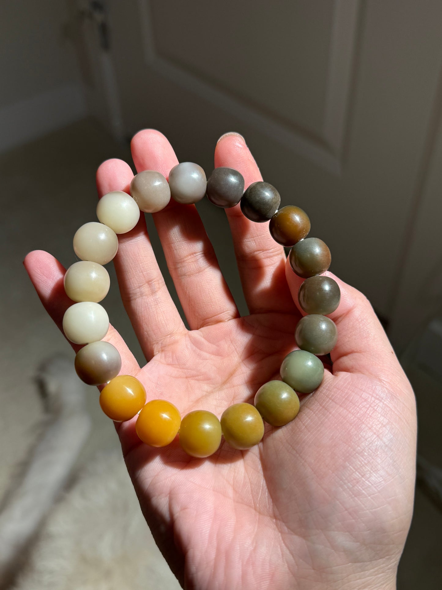 ๐ Forest Ember โ Gradient Bodhi Root Bracelet (Hand-Polished Dry Finish, 14mm)