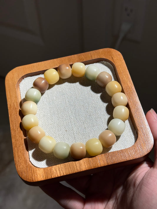 🌈 Mist Harmony — Multitone Bodhi Root Bracelet (Hand-Polished Dry Finish, 13mm)