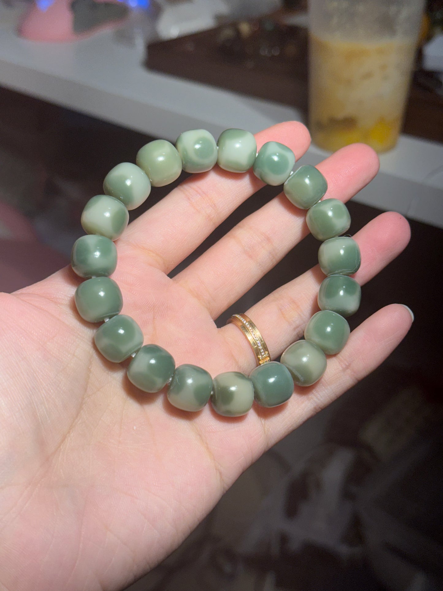 奶绿方珠菩提 | Jade Milk Cube Bodhi Bracelet