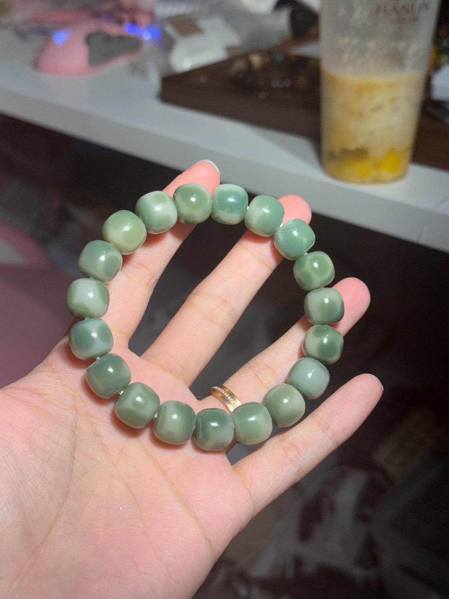 奶绿方珠菩提 | Jade Milk Cube Bodhi Bracelet