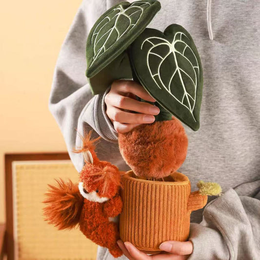 Plant Plush Toy – Cute Green Leaf Stuffed Plushie, Stress Relief Desk Decor, Plush Plant Gift