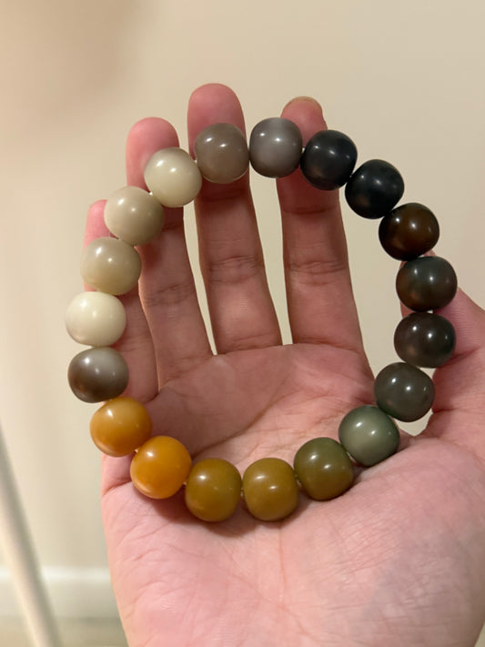 🍂 Forest Ember — Gradient Bodhi Root Bracelet (Hand-Polished Dry Finish, 14mm)