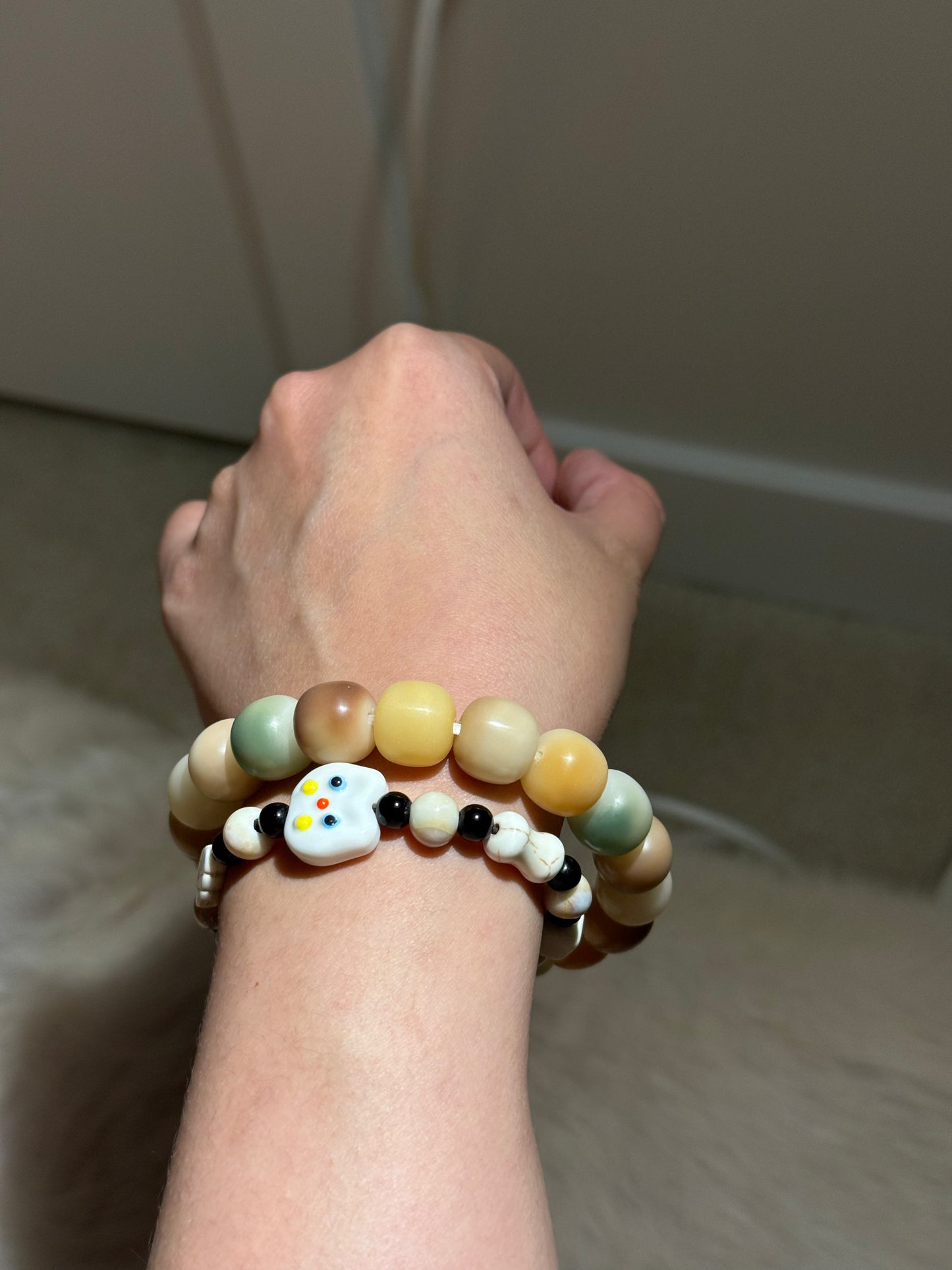 🌈 Mist Harmony — Multitone Bodhi Root Bracelet (Hand-Polished Dry Finish, 13mm)