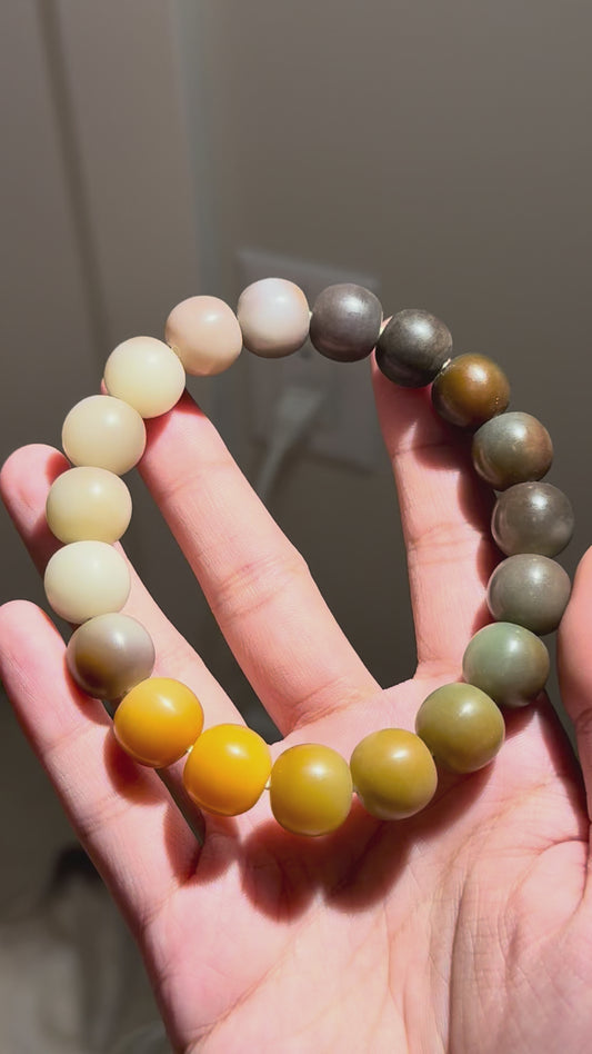 🍂 Forest Ember — Gradient Bodhi Root Bracelet (Hand-Polished Dry Finish, 14mm)